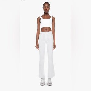 MOTHER Denim  The Insider Step Fray White size 26